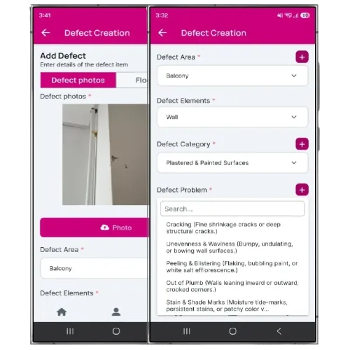 smart dropdown defect list